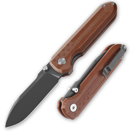 Heritage 250 Folding Pocket Knife, D2 Steel Grey Titanium Blade, Brown Micarta Handle with 3D Stars & Stripes Engraving, Liner Lock Everyday Carry Utility Knife, 250th Anniversary Collectible Gift