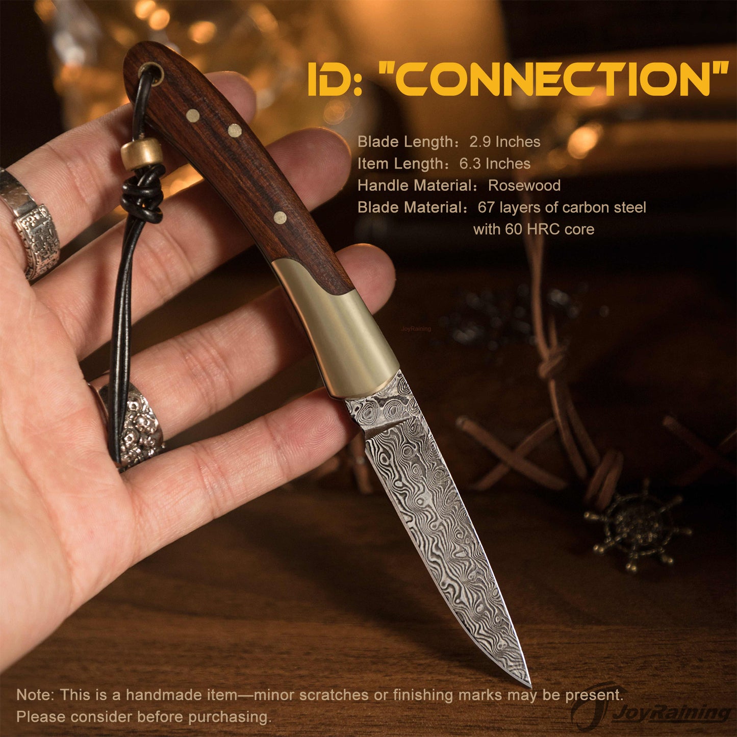 JoyRaining Damascus Folding Pocket Knife,Abalone Shell Handle