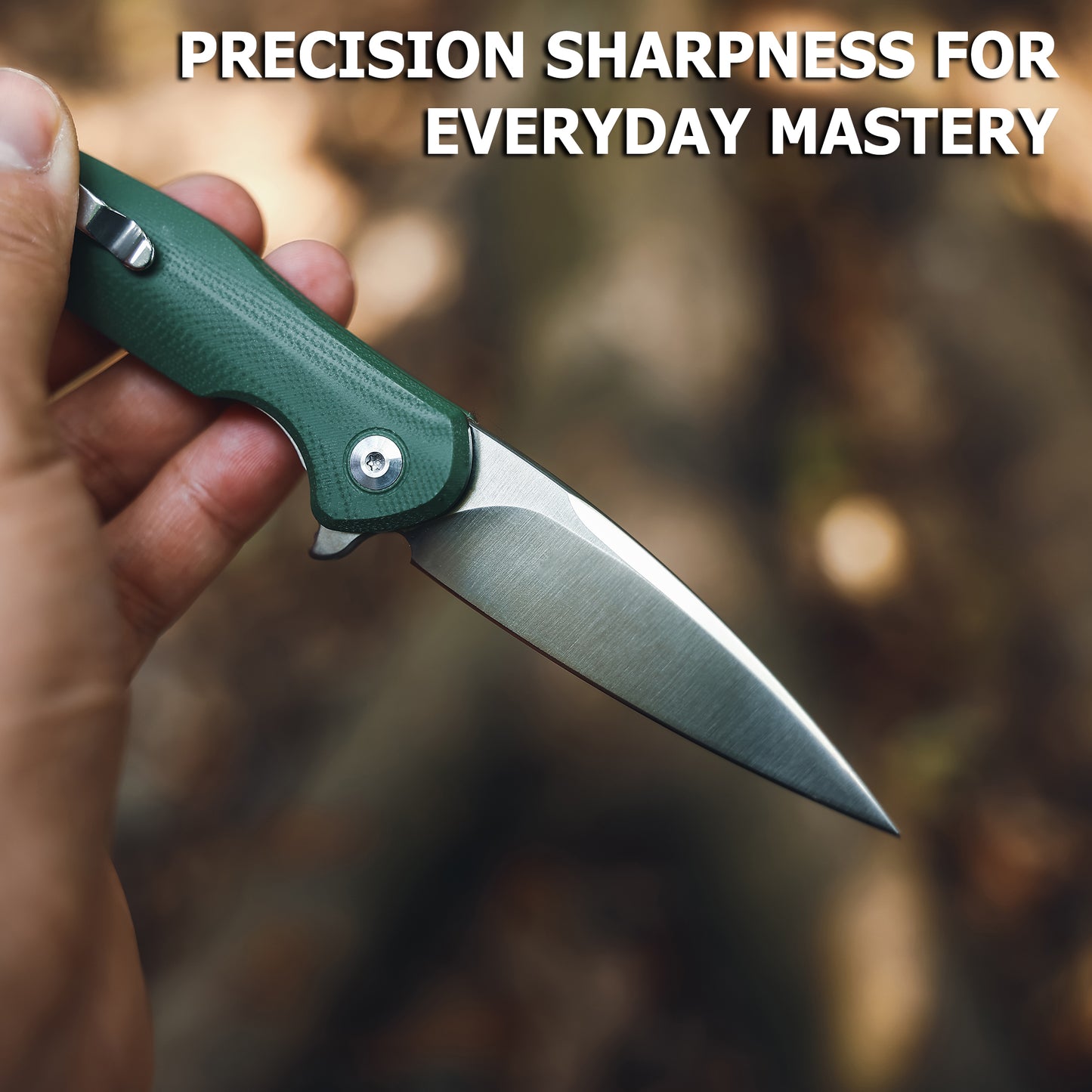 JoyRaining - Hummingbird 6.7" Lightweight Folding Pocket Knife, Bionic Design D2 Steel Blade with Military Green G10 Handle, Smooth Ceramic Ball Bearing Pivot & Secure Liner Lock, EDC Knife Gift for Men