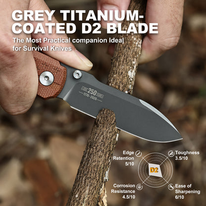 Heritage 250 Folding Pocket Knife, D2 Steel Grey Titanium Blade, Brown Micarta Handle with 3D Stars & Stripes Engraving, Liner Lock Everyday Carry Utility Knife, 250th Anniversary Collectible Gift