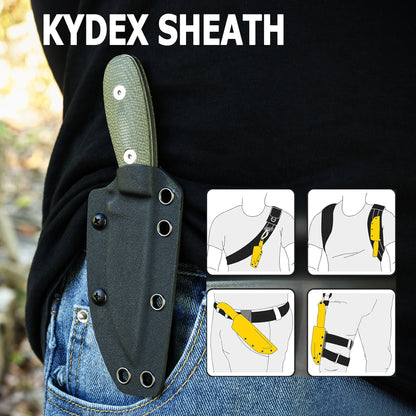 JoyRaining-Greenback-6.3" Fixed Blade Knife with Sheath