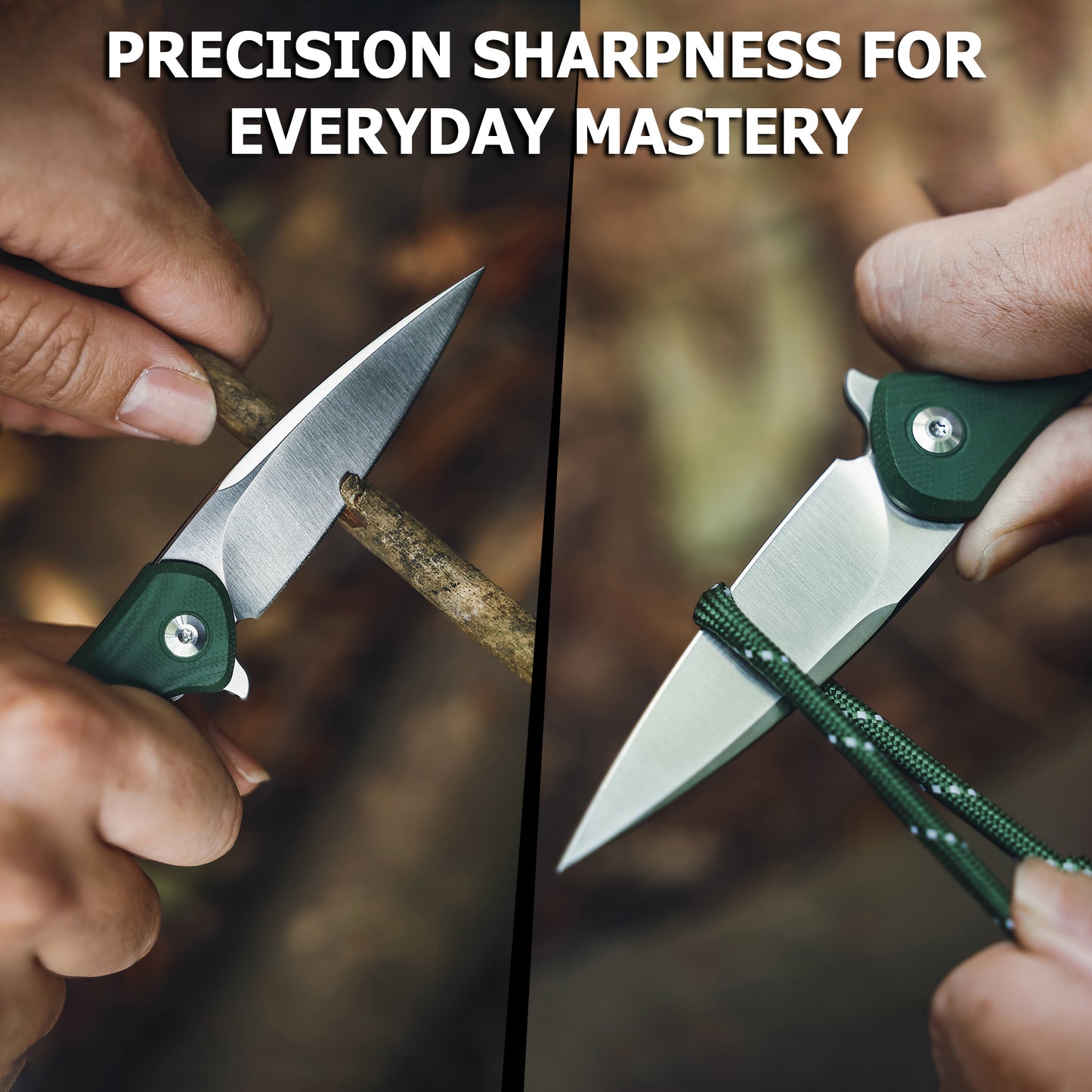 JoyRaining - Hummingbird 6.7" Lightweight Folding Pocket Knife, Bionic Design D2 Steel Blade with Military Green G10 Handle, Smooth Ceramic Ball Bearing Pivot & Secure Liner Lock, EDC Knife Gift for Men