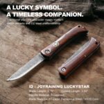 JoyRaining LuckyStar Damascus Rosewood Traditional Lightweight Pocket Knife