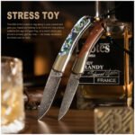 JoyRaining Connection Damascus Rosewood Traditional Lightweight Pocket Knife - Image 5