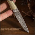 JoyRaining Connection Damascus Rosewood Traditional Lightweight Pocket Knife - Image 4