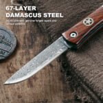 JoyRaining LuckyStar Damascus Pocket Knife, VG10 Blade, Rosewood Handle - Image 7