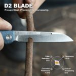 JoyRaining Dalton Traditional Pocket Knife, D2 Steel Sheepsfoot Blade , Blue Denim Micarta Handle,Lightweight Gentleman’s EDC Pocket Knife for Men - Image 5
