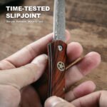 JoyRaining LuckyStar Damascus Pocket Knife, VG10 Blade, Rosewood Handle - Image 3