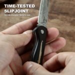 JoyRaining Whisper Damascus Rosewood Traditional Lightweight Pocket Knife - Image 6