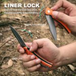 Joyraining Ember Folding Pocket Knife, D2 Steel Grey Titanium Blade, Orange 3D Contoured G10 Handle, Liner Lock EDC Knife, Outdoor Inspired Everyday Carry Pocket Knife - Image 5
