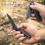 Trailpaw Folding Pocket Knife, D2 Steel Grey Titanium Blade, Ceramic Ball Bearing Pivot, Purple 3D Contoured G10 Handle, Liner Lock EDC Utility Knife, Dog-Walk Everyday Carry Companion - Image 4