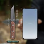 JoyRaining Kestrel Fixed Blade EDC Knife - Titanium Plated D2 Steel with Geometric Angular Blade - Full Tang Brown Micarta Handle Utility Tool with Kydex Sheath - Image 2