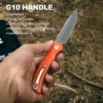 Joyraining Ember Folding Pocket Knife, D2 Steel Grey Titanium Blade, Orange 3D Contoured G10 Handle, Liner Lock EDC Knife, Outdoor Inspired Everyday Carry Pocket Knife - Image 6