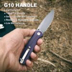 Trailpaw Folding Pocket Knife, D2 Steel Grey Titanium Blade, Ceramic Ball Bearing Pivot, Purple 3D Contoured G10 Handle, Liner Lock EDC Utility Knife, Dog-Walk Everyday Carry Companion - Image 5