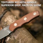 JoyRaining Kestrel Fixed Blade EDC Knife - Titanium Plated D2 Steel with Geometric Angular Blade - Full Tang Brown Micarta Handle Utility Tool with Kydex Sheath - Image 3