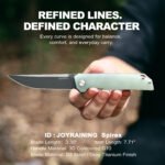 Joyraining Spirex Folding Pocket Knife, D2 Steel Grey Titanium Blade, 3D Contoured G10 Handle, Slim Modern Design Everyday Carry Pocket Knife