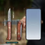 JoyRaining LuckyStar Damascus Pocket Knife, VG10 Blade, Rosewood Handle - Image 2
