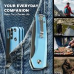 Joyraining Cub Folding Pocket Knife, D2 Steel Grey Titanium Blade, Blue 3D Contoured G10 Handle, Ceramic Ball Bearing Liner Lock EDC Knife, Compact Everyday Carry Pocket Knife - Image 6