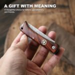 JoyRaining LuckyStar Damascus Pocket Knife, VG10 Blade, Rosewood Handle - Image 5