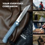 JoyRaining Dalton Traditional Pocket Knife, D2 Steel Sheepsfoot Blade , Blue Denim Micarta Handle,Lightweight Gentleman’s EDC Pocket Knife for Men - Image 6