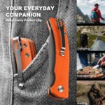 Joyraining Ember Folding Pocket Knife, D2 Steel Grey Titanium Blade, Orange 3D Contoured G10 Handle, Liner Lock EDC Knife, Outdoor Inspired Everyday Carry Pocket Knife - Image 7