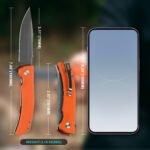 Joyraining Ember Folding Pocket Knife, D2 Steel Grey Titanium Blade, Orange 3D Contoured G10 Handle, Liner Lock EDC Knife, Outdoor Inspired Everyday Carry Pocket Knife - Image 2