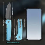 Joyraining Cub Folding Pocket Knife, D2 Steel Grey Titanium Blade, Blue 3D Contoured G10 Handle, Ceramic Ball Bearing Liner Lock EDC Knife, Compact Everyday Carry Pocket Knife - Image 2