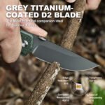 Liberty Pinion 250 Folding Pocket Knife, D2 Steel Grey Titanium Blade, Green Micarta Handle with 3D Wing-Inspired Engraving, Liner Lock EDC Utility Knife, 250th Anniversary Commemorative Gift - Image 3