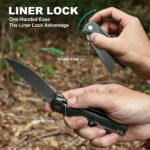 Liberty Pinion 250 Folding Pocket Knife, D2 Steel Grey Titanium Blade, Green Micarta Handle with 3D Wing-Inspired Engraving, Liner Lock EDC Utility Knife, 250th Anniversary Commemorative Gift - Image 4