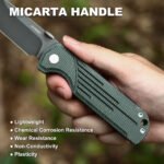 Liberty Pinion 250 Folding Pocket Knife, D2 Steel Grey Titanium Blade, Green Micarta Handle with 3D Wing-Inspired Engraving, Liner Lock EDC Utility Knife, 250th Anniversary Commemorative Gift - Image 5