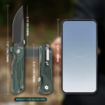Liberty Pinion 250 Folding Pocket Knife, D2 Steel Grey Titanium Blade, Green Micarta Handle with 3D Wing-Inspired Engraving, Liner Lock EDC Utility Knife, 250th Anniversary Commemorative Gift - Image 2