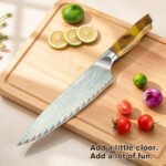 JoyRaining 8-Inch Chef Knife, 67-Layer Iridescent Damascus with Japanese VG10 Core, Honeycomb-Inspired Contoured Handle - Image 2