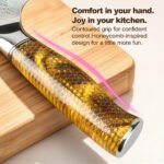 JoyRaining 8-Inch Chef Knife, 67-Layer Iridescent Damascus with Japanese VG10 Core, Honeycomb-Inspired Contoured Handle - Image 3