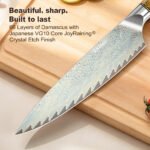 JoyRaining 8-Inch Chef Knife, 67-Layer Iridescent Damascus with Japanese VG10 Core, Honeycomb-Inspired Contoured Handle - Image 4