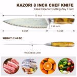 JoyRaining 8-Inch Chef Knife, 67-Layer Iridescent Damascus with Japanese VG10 Core, Honeycomb-Inspired Contoured Handle - Image 7
